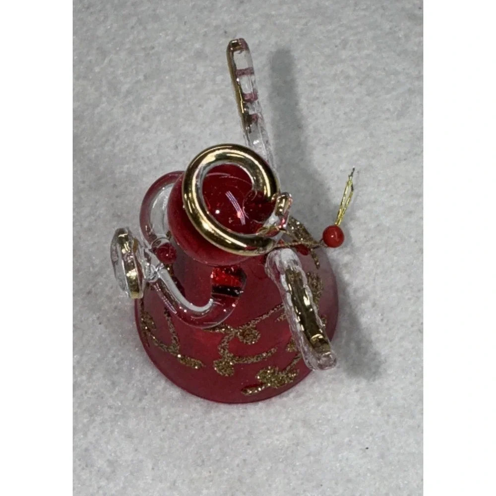Blown Glass Ornament Christmas Angel Hand‎ Crafted Red And Clear Glass